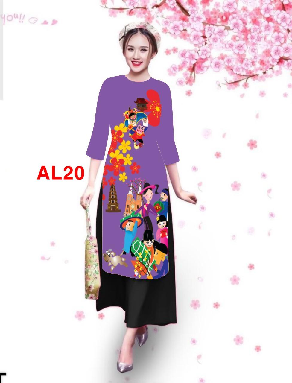 Set áo dài cách tân  in chợ phiên cao cấp AL20